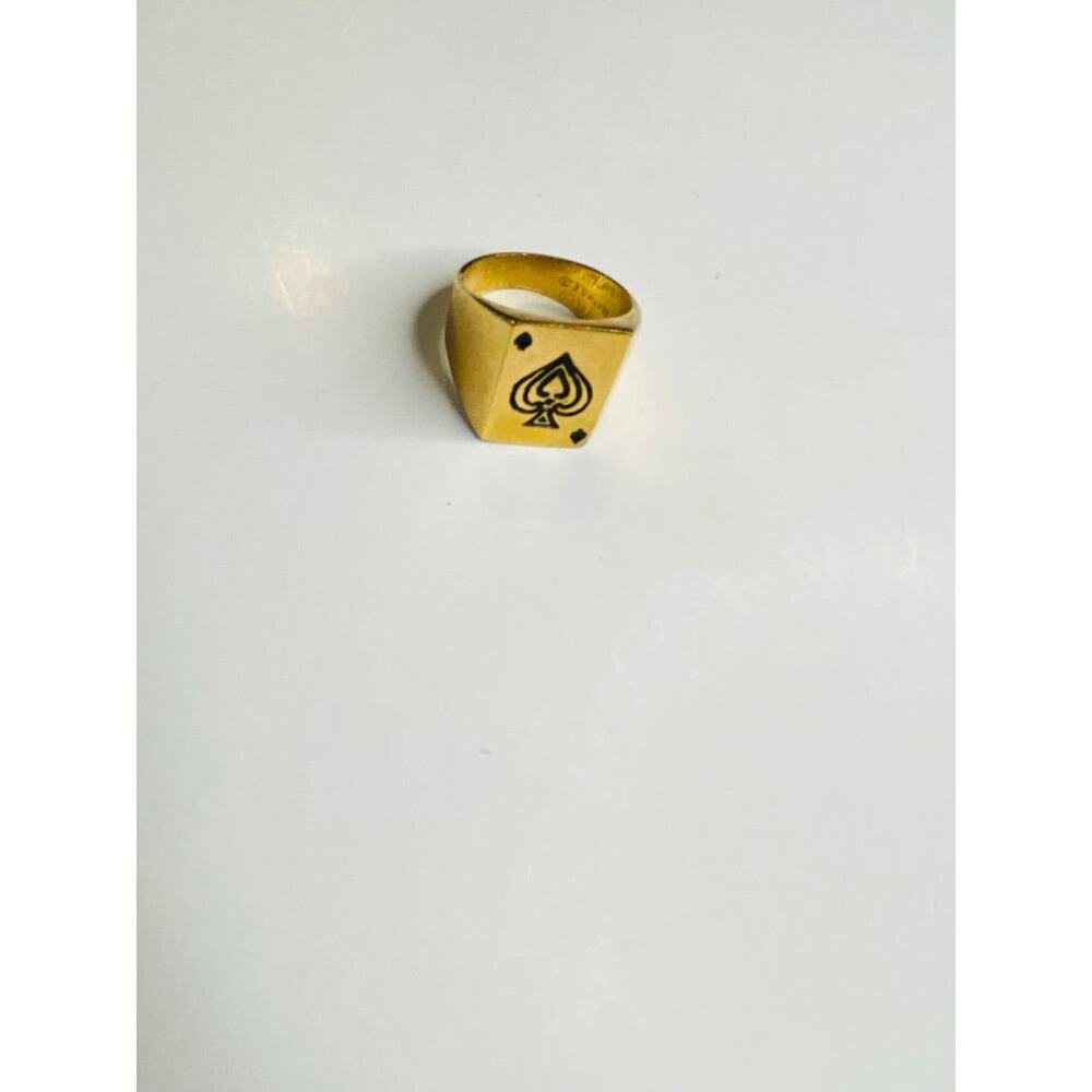Size 9 Vintage 18k Gold Electroplate Ring Ace of Spades 17.5mm - Picture 4 of 6